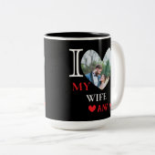 Gepersonaliseerd Ik hou van mijn vrouw hartfoto Tweekleurige Koffiemok (Voorkant rechts)