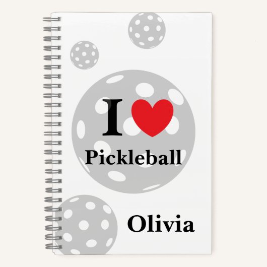 Gepersonaliseerd "Ik hou van pickleball" Notitieboek (Voorkant)