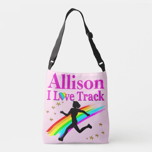 GEPERSONALISEERD IK HOU VAN TRACK PINK CROSS BODY  CROSSBODY TAS (Achterkant)