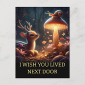 Gepersonaliseerd Ik mis je Whimsical Deer Mushroom Briefkaart (Voorkant)