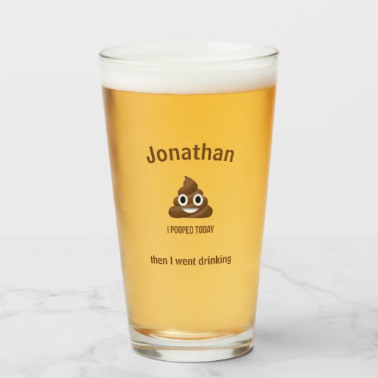 Gepersonaliseerd Ik poepte vandaag poo emoji Drink Glas (Voorkant gevuld)