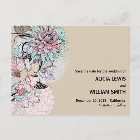Gepersonaliseerd - Illustratie Floral slaat de dat Briefkaart (Voorkant)