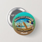 Gepersonaliseerd Illustratie Newport Beach Ronde Button 5,7 Cm (Voorkant /achterkant)