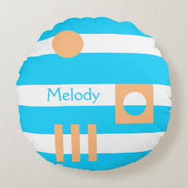 Gepersonaliseerd in de Moonlight Cyan Peach Baby Rond Kussen