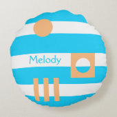 Gepersonaliseerd in de Moonlight Cyan Peach Baby Rond Kussen (Achterkant)