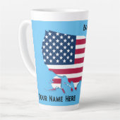 Gepersonaliseerd in de Verenigde Staten Kaart Vlag Latte Mok (Linkerhoek)