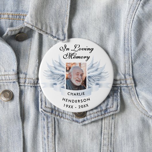 Gepersonaliseerd in liefdevolle herinnering Angel  Ronde Button 4,0 Cm (In situ)