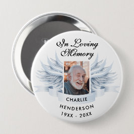 Gepersonaliseerd in liefdevolle herinnering Angel  Ronde Button 4,0 Cm