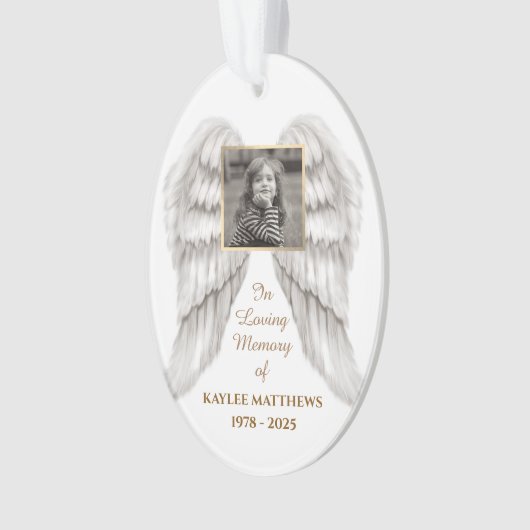 Gepersonaliseerd in Memory Memorial Angel Wings Ph Ornament (voorkant)