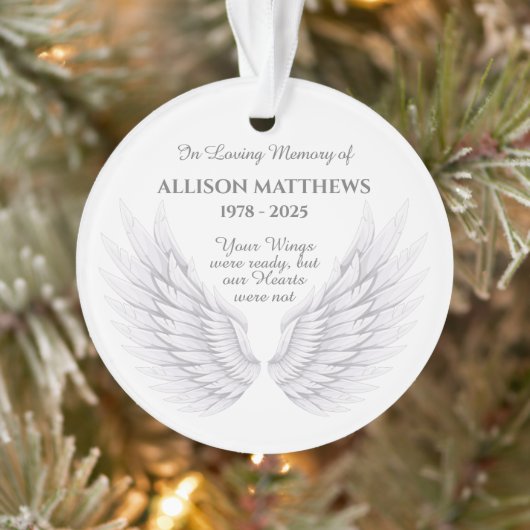 Gepersonaliseerd in Memory Memorial Angel Wings Ph Ornament (Boom)