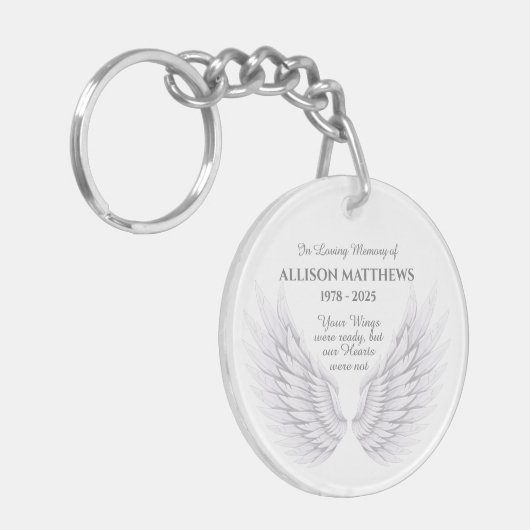 Gepersonaliseerd in Memory Memorial Angel Wings Ph Sleutelhanger (Voorkant Links)