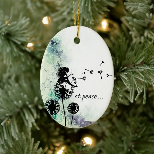 Gepersonaliseerd in peace Fairy in Dandelion Kerst Keramisch Ornament (Boom)