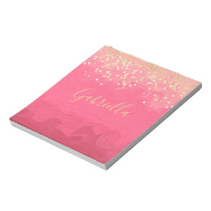 Gepersonaliseerd  in roze met goud notitieblok