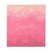 Gepersonaliseerd  in roze met goud notitieblok (Voorkant)