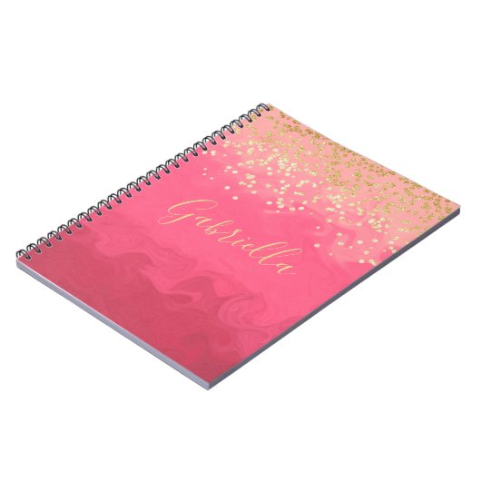 Gepersonaliseerd  in roze met goud notitieboek (Linkerzijde)