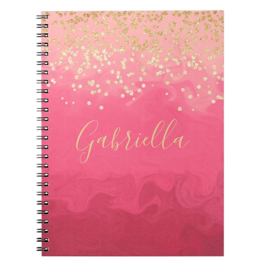 Gepersonaliseerd  in roze met goud notitieboek (Voorkant)