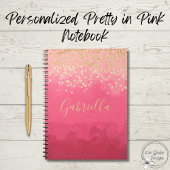 Gepersonaliseerd  in roze met goud notitieboek