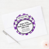 Gepersonaliseerd inblikpot/dekseletiket, Paarse Gi Ronde Sticker (Envelop)