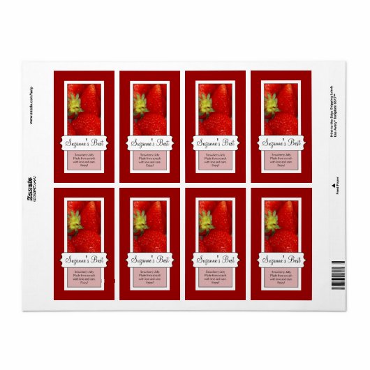 Gepersonaliseerd inblikpot label, aardbei etiket (Full Sheet)