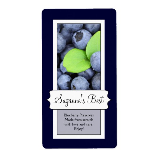 Gepersonaliseerd inblikpot label, Blueberry Etiket (Voorkant)