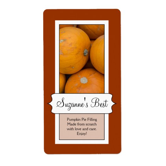 Gepersonaliseerd inblikpot label, pompoen etiket (Voorkant)