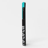 Gepersonaliseerd Initiaal Aqua Black Damaspatroon Case-Mate iPhone Case (Achterkant/links)