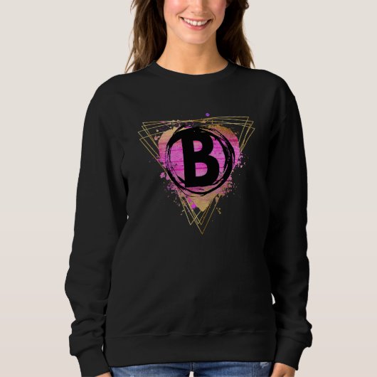 Gepersonaliseerd Initiaal B Monogram Letter Deco C Trui (Voorkant)