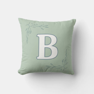 Gepersonaliseerd Initiaal B Sage & Leaves Kussen