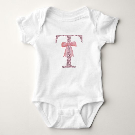 Gepersonaliseerd Initiaal Baby Girl "T" Romper (Voorkant)