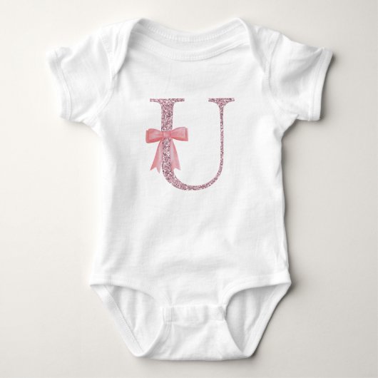 Gepersonaliseerd Initiaal Baby Girl "U" Romper (Voorkant)