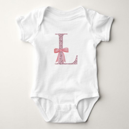 Gepersonaliseerd Initiaal Baby Meisje "L" Romper (Voorkant)