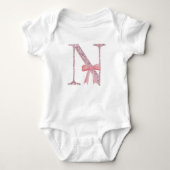 Gepersonaliseerd Initiaal Baby Meisje "N" Romper (Voorkant)