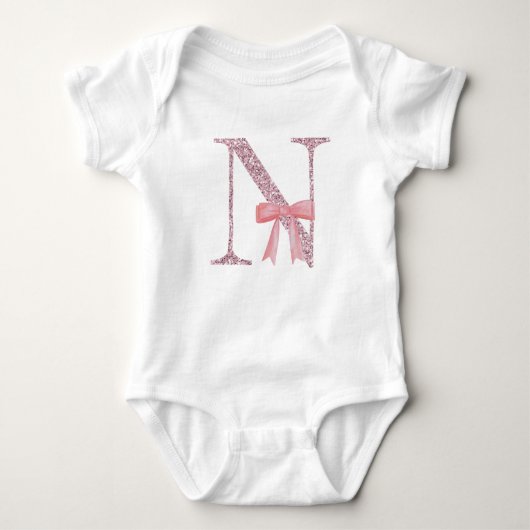Gepersonaliseerd Initiaal Baby Meisje "N" Romper (Voorkant)