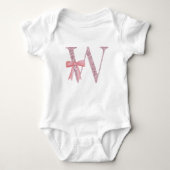 Gepersonaliseerd Initiaal Baby Meisje "W" Romper (Voorkant)