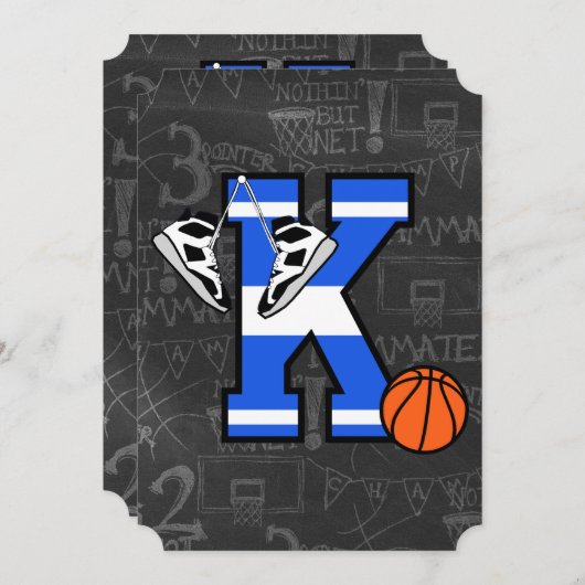 Gepersonaliseerd Initiaal Basketbal Letter K Kaart (Voorkant / Achterkant)