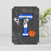 Gepersonaliseerd Initiaal Basketbal Letter T Kaart (Staand voorkant)