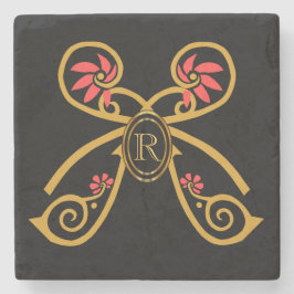 Gepersonaliseerd Initiaal Gold Butterfly Monogram Stenen Onderzetter