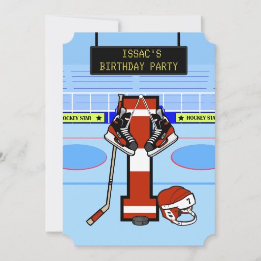 Gepersonaliseerd Initiaal letter I Ice Hockey Kaart (Voorkant)
