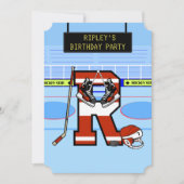 Gepersonaliseerd Initiaal letter R Ice Hockey Kaart (Voorkant)