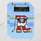 Gepersonaliseerd Initiaal letter R Ice Hockey Kaart (Voorkant / Achterkant)