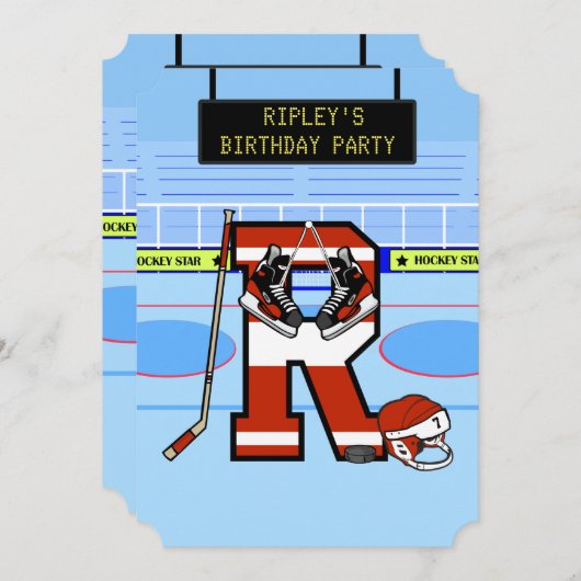 Gepersonaliseerd Initiaal letter R Ice Hockey Kaart (Voorkant / Achterkant)