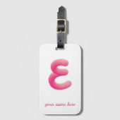 gepersonaliseerd initiaal met furry roze E-monogra Bagagelabel (Voorkant (verticaal))