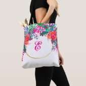gepersonaliseerd initiaal met goudgrensfloreel bos tote bag (Dichtbij)
