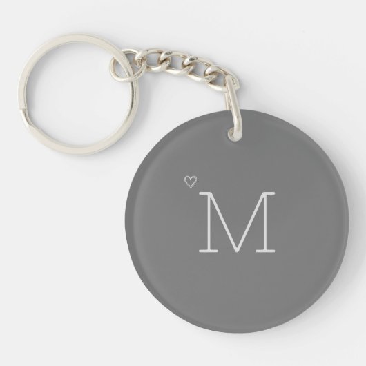 Gepersonaliseerd Initiaal | Minimalist Gray Sleutelhanger (Voorkant)