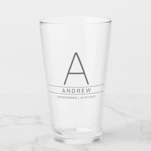 Gepersonaliseerd Initiaal Moderne Bridal Party Gif Glas (Voorkant)