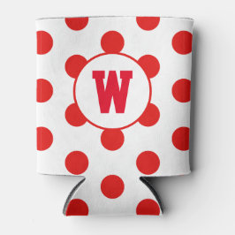 Gepersonaliseerd Initiaal Monogram Rode Stippen Po Blikjeskoeler