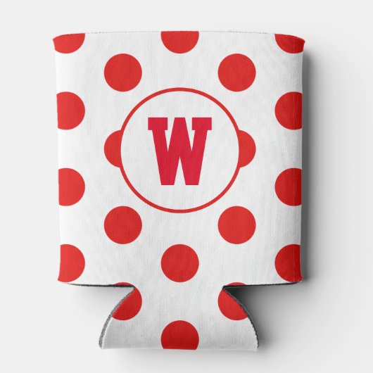 Gepersonaliseerd Initiaal Monogram Rode Stippen Po Blikjeskoeler (Achterkant)