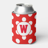 Gepersonaliseerd Initiaal Monogram Witte Polka Dot Blikjeskoeler (Blikje Voorkant)