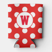 Gepersonaliseerd Initiaal Monogram Witte Polka Dot Blikjeskoeler (Voorkant)