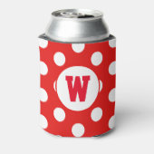 Gepersonaliseerd Initiaal Monogram Witte Polka Dot Blikjeskoeler (Blikje Achterkant)